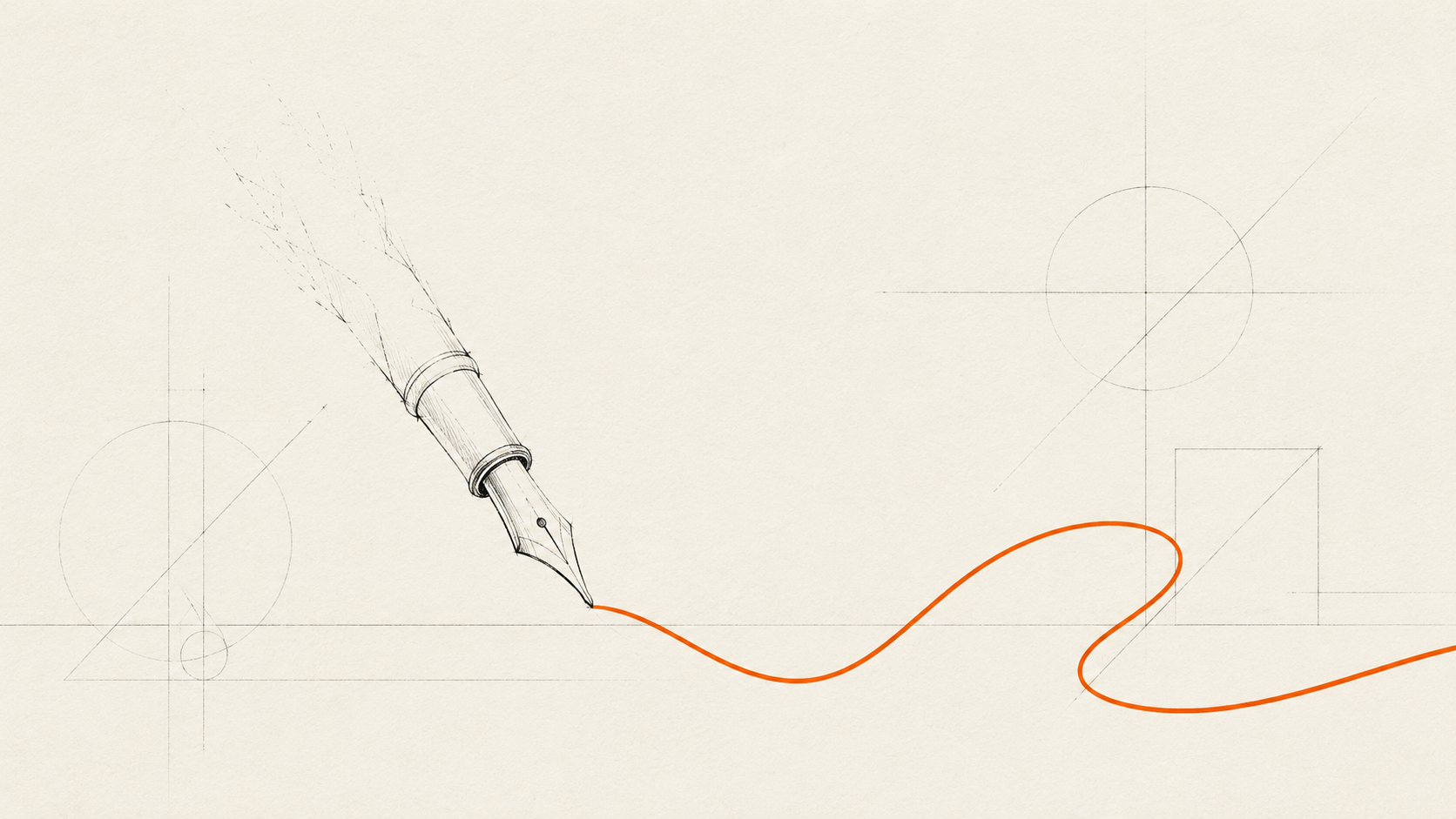 Minimalist hand-drawn illustration of fine stationery, on founder adaptability and the difference between craft and routine.